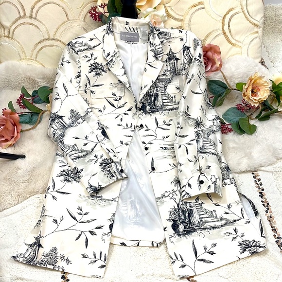 Liz Claiborne Jackets & Blazers - Liz Claiborne 100% Silk Long Blazer Oriental Theme